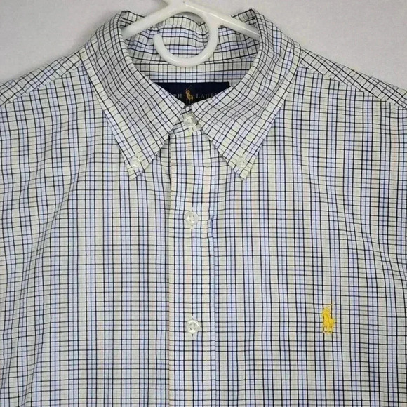 Lot of 2 Polo Ralph Lauren Men’s Button Up Dress Shirts Slim Fit Sz 16 Prpl Blue - Picture 7 of 16